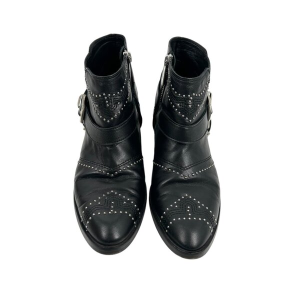 Anine Bing Bianca Black Studded Buckle Ankle Boots - Picture 3 of 13